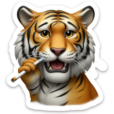 tiger smoking a cigarette and drawing a painting on a canvas  sticker