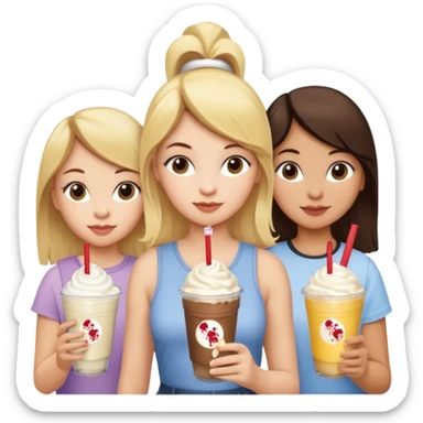 girl with blonde hair, girl with brown hair, girl with dark brown hair at Chick-fil-A  sticker