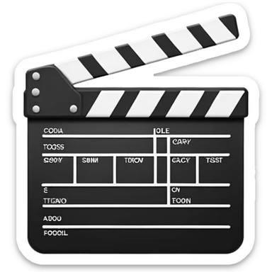 minimal movie clapperboard icon, essential lines only sticker