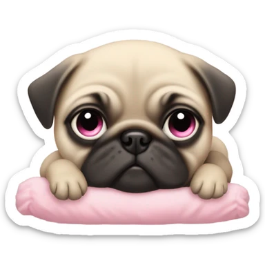 Baby pug with big pink
eyes asleep  sticker