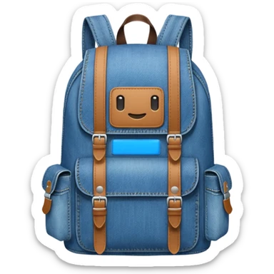 blue denim backpack 

 sticker