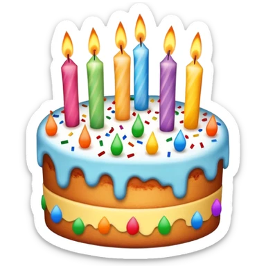 birthday cake with candles and confetti sticker