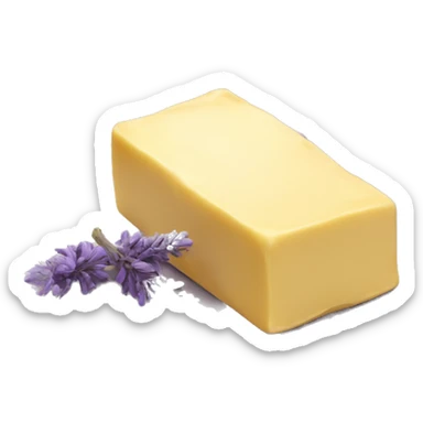 Realistic stick of Butter on a metallic lavender plate. sticker