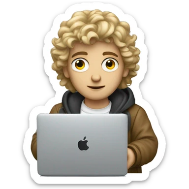 italian white boy Music producer with a Macbook  sticker