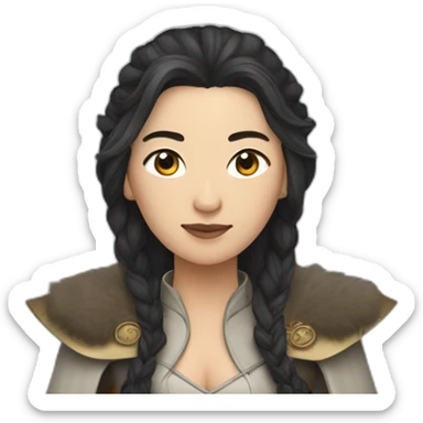 Asian woman white man dressed like game of thrones charactrtd sticker