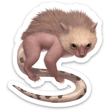 Flurry furry scaly sergal-serval-possum-sphynx-Koi-sergal-fusion-animal-hybrid-creature with a snake-tail sticker