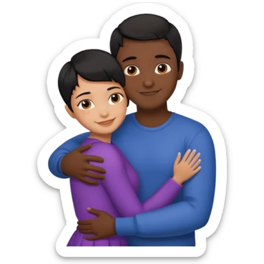 Hot latino man hugging girl black hair pixie cut sticker