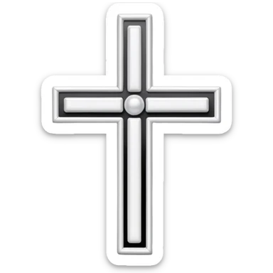 Elegant emoji icon of a white cross made of white beads, glossy surface, subtle shadows, pure white palette, centered sticker