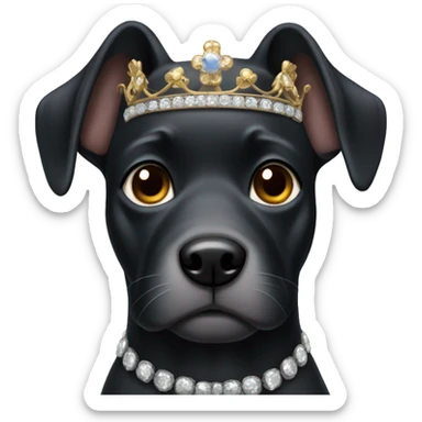 black dog with a diadem sticker