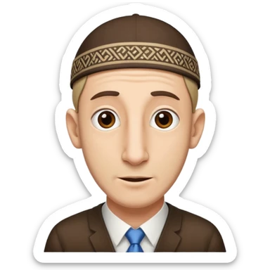 fai un uomo con il naso lungo che pende tipo vilager di Minecraft però mettigli un cappellino ebreo e le ciocche ebree ai lati sticker