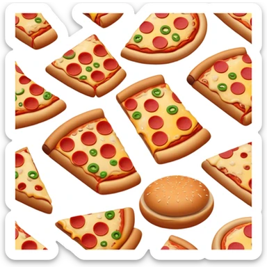 Clash of Clans aesthetic: Cinematic Playful Pixel 3D Food (Pizza, Burger, Apple) Portrait Emoji, rendered in a 3D vector-style similar to standard emojis with minimal shading and bold, simplified shapes. A compact, distinct form with signature details, softly glowing with a pixelated adventure charm. Simplified yet unmistakably iconic, highly detailed and consistent, glowing with a soft radiance and high shine. Stylized with a touch of classic pixel-art charm and a soft glowing outline, capturing the essence of a beloved gaming relic with a friendly, playful manner! sticker