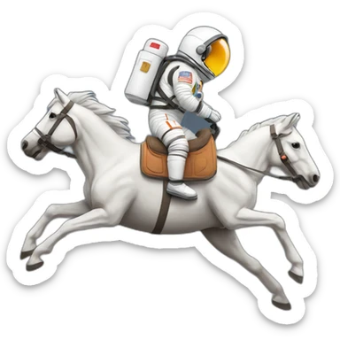 Astronaut with helmet shut riding a wild horse sticker