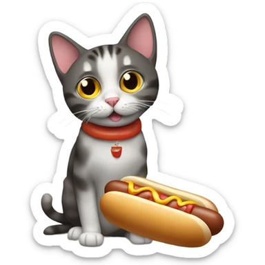 a cat eating a hot dog  sticker