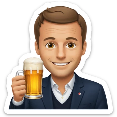 Macron qui boie une biere sticker