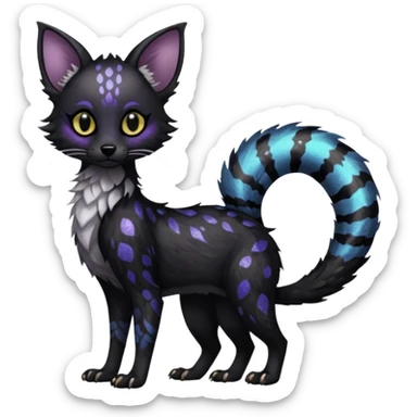 Feral Rare Fantasy Dark gothic spooky  sparkly shiny Vernid-Trico-species by LiLaiRa, random markings, tufted tail, tufted ears, full body sticker