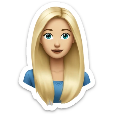 Femme blonde cheveux long lisse yeux bleu  sticker