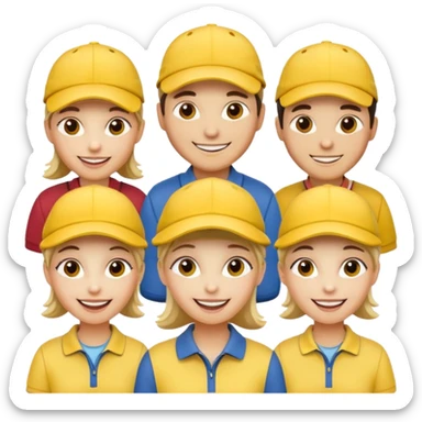 16 blokes on a golf trip wearing yellow golf caps sticker