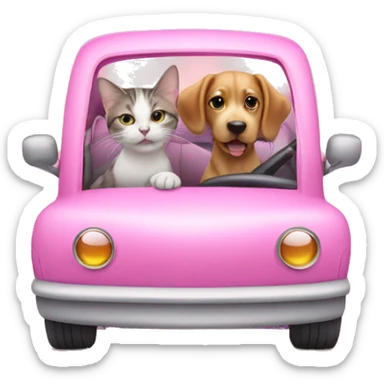 Cat and dog in pink car sticker