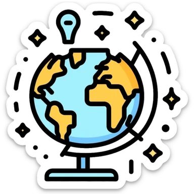 globe with trade symbols, world market sticker