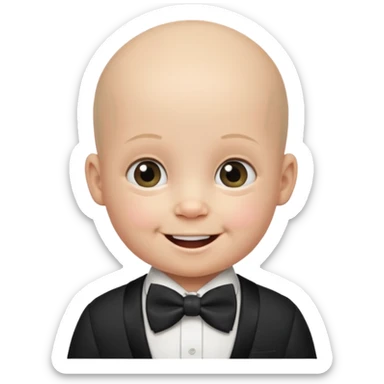 bald baby with bow tie sticker