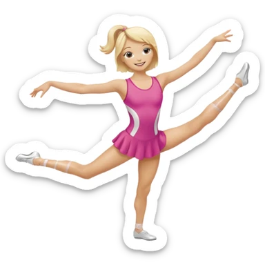 blonde rhythmic gymnast twirling clubs, smiling sticker