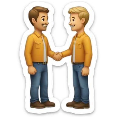 two white guys shaking hands sticker