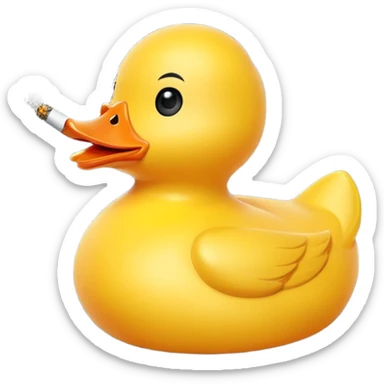 Rubber duck smoking a splif cartoon sticker