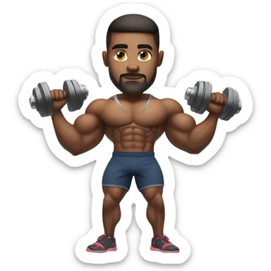 guy training with dumbells sticker