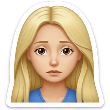 tired blond woman with long hair sticker