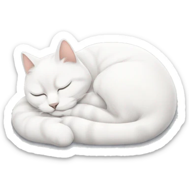 A white curled up cat napping sticker
