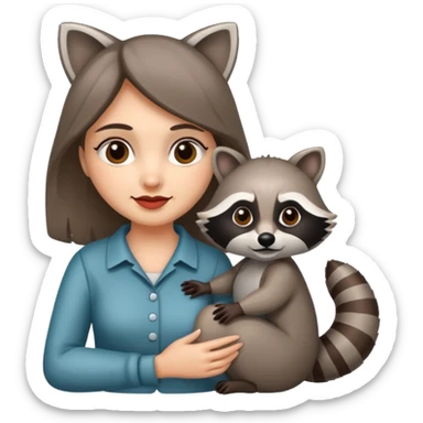 woman with racoon sticker
