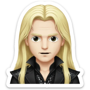 Alucard ,Son of Dracula with long blonde hair, black sequin outfit sticker