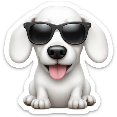 White sausage dog with sunglasses  sticker