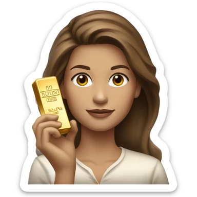Brown haired Ralph lauren women working holding gold bars  sticker