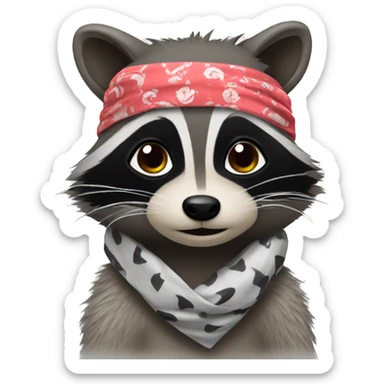 Raccoon wearing bandana sticker