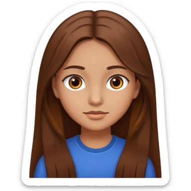 medium-skinned girl with long brown hair and brown eyes sticker