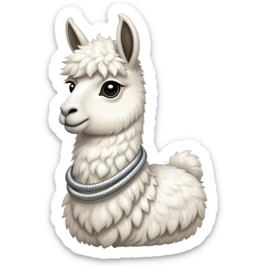 white llama with a long steel resilient coil around the neck sticker