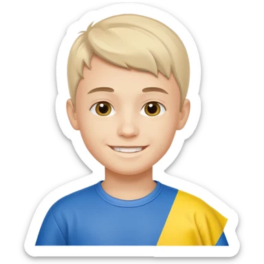 The Ukrainian boy with flag sticker