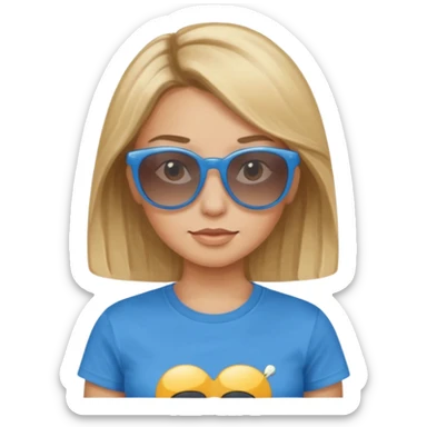 darkest blonde with highlights in blue cute t-shirt and sunglasses  sticker