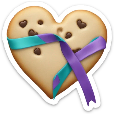 Cookie heart with purple teal awareness ribbon loop sticker