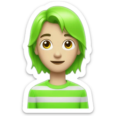 white brunette boy in neon green sweater with cassette in his hand sticker