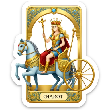 Tarot Card with the chariot on it  sticker