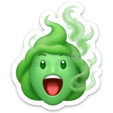 open mouth only, no face, green smoke coming out, Apple emoji style sticker