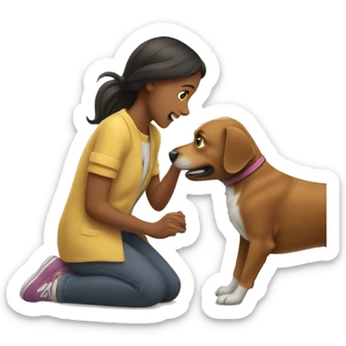 Dog playing with a girl sticker