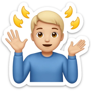 Emoji con una carita inocente, moviendo su cara y talves pegando sus manos entre su sticker