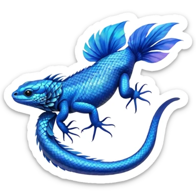 Mountain-Blue-Bird-Blue-Iguana-Blue-Betta-Fish-Russian-Blue-Cat-Fusion-animal-hybrid-creature sticker