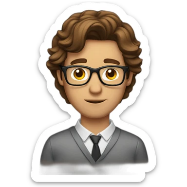 brown-haired man wearing glasses who can't get a key into a lock sticker