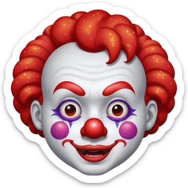 red glitter clown with the retarded facial expression sticker