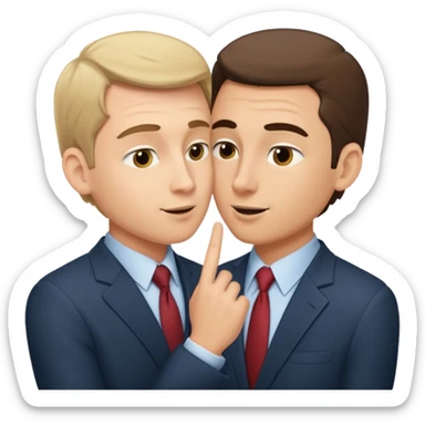 two business man telling secretsto eachother sticker