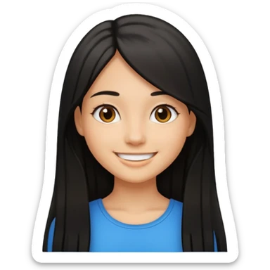 a pretty tan bratz girl with black long straight hair smiling sticker